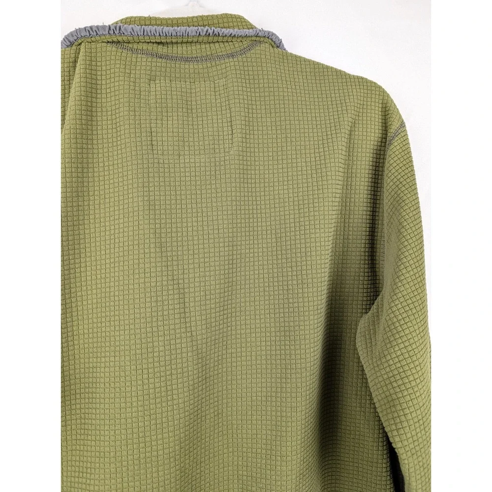 Eddie Bauer Mens 1/4 Zip Waffle Fleece Sweater Size M Green Pullover Outdoor - Picture 9 of 10